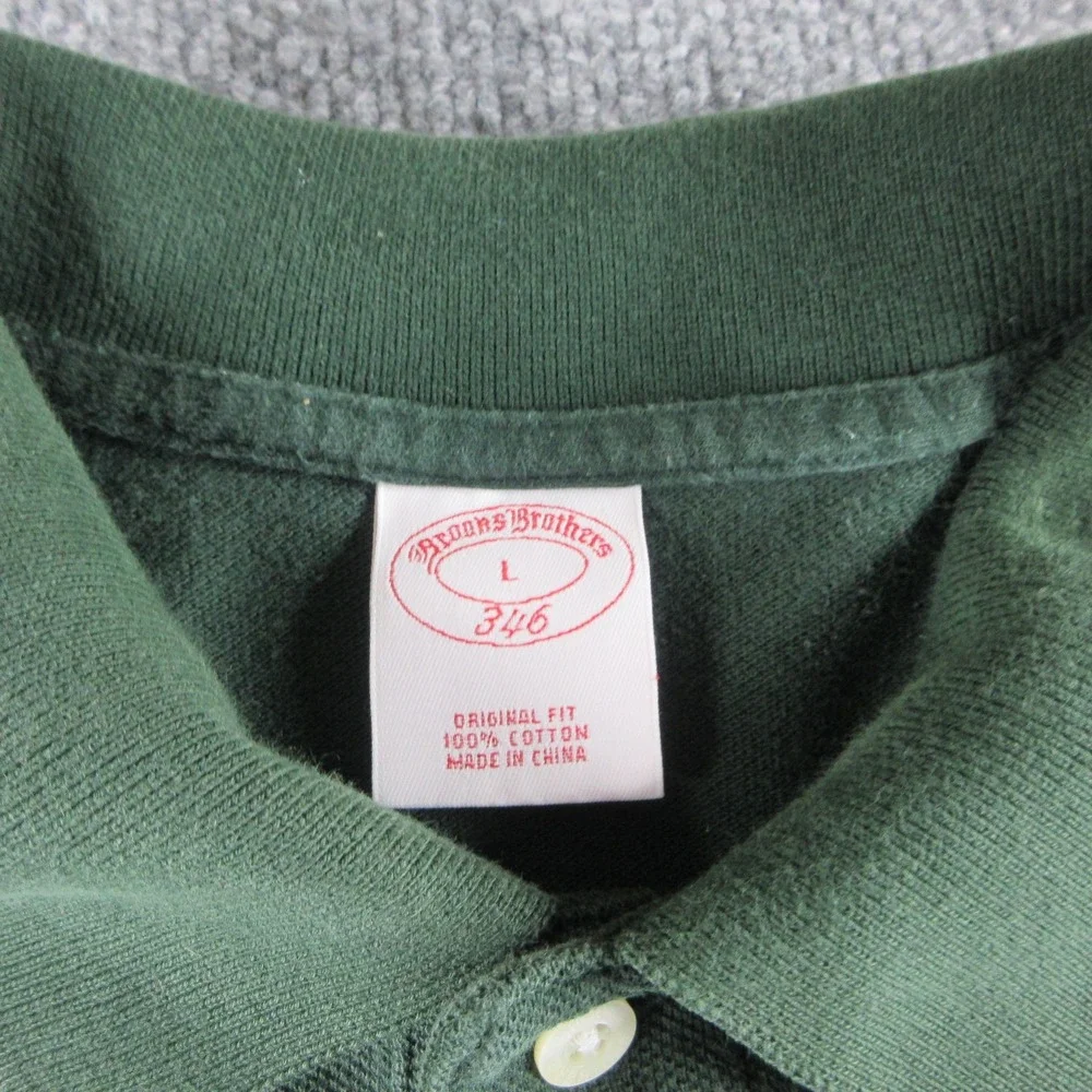 Brooks Brothers 346 Polo Shirt Mens L Green Original Fit Short Sleeve Logo